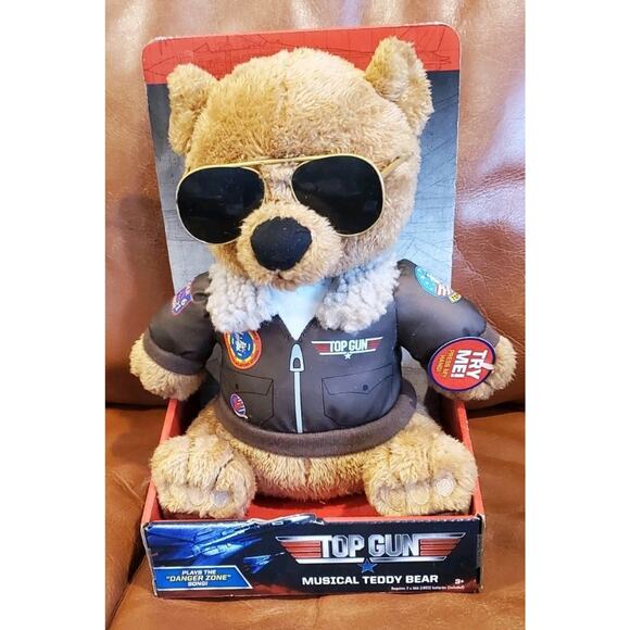 10.5 Inch Boxed Top Gun Maverick Aviator Musical Bear Danger Zone Works Dad